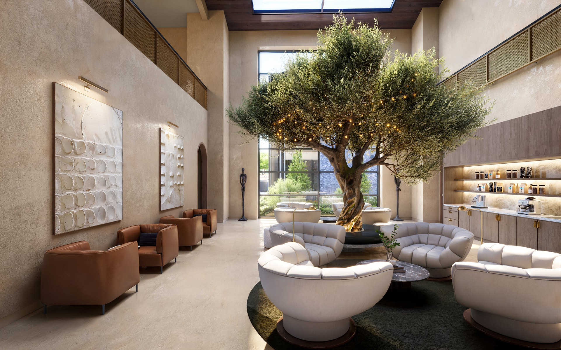 Everhaus atrium: olive tree lounge
